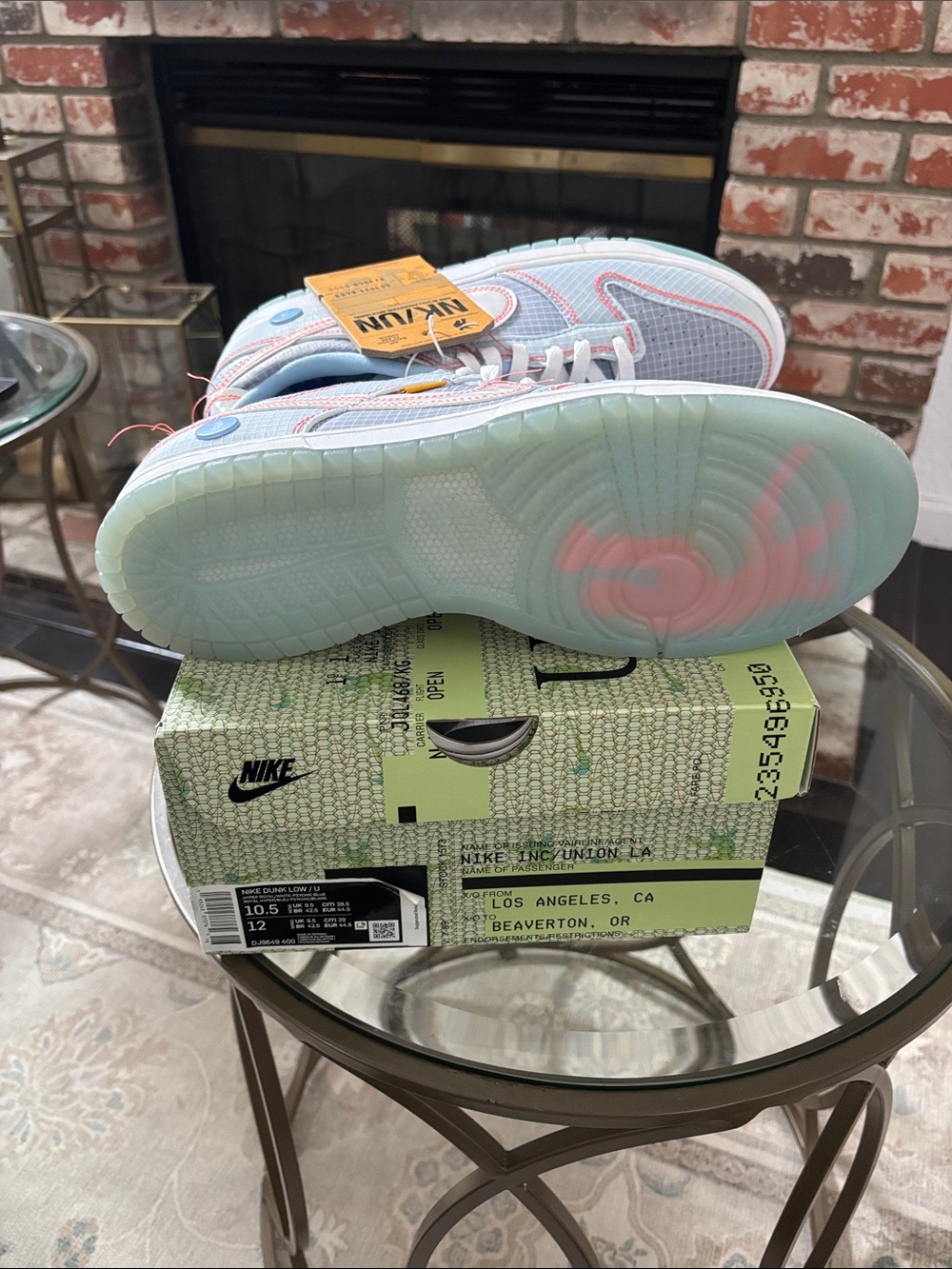 Nike Dunk Low Union Passport Pack Argon DJ9649-400 Men’s 10.5 / Women’s 12 New - Picture 8 of 9